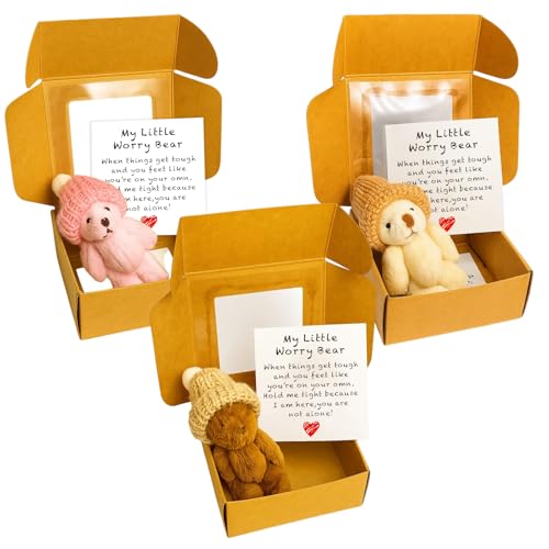 JcvPot Get A Hug Bear, Mini Teddybär Set In 3 Farben, Rosa Braun Weiß, Emotionaler Tröster Als Geschenk Für Frauen Und Kinder, Tragbarer Kuschelbär Für Stressabbau Und Dekoration von JcvPot