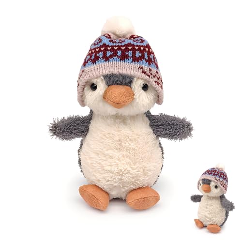 JcvPot Pinguin Kuscheltier, Kuscheltier Pinguin Mit Mütze 16 cm, Süßer Pinguin Plüschtier Für Kinder, Weiches Stofftier Für Babys Und Kinder, Ideal Als Erster Spielbegleiter Und Reisebegleiter von JcvPot