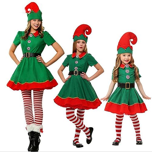 Weihnachts Elfen Kostüm, Weihnachtself Kostüm Damen Herren, Weihnachtskostüm Mädchen Jungen, Komplett-Set, Wichtel Kostüm Mädchen, Kostüm Weihnachtself, Kobold, Weihnachten, Weihnachtselfen Kostüm von Jdamsixygs