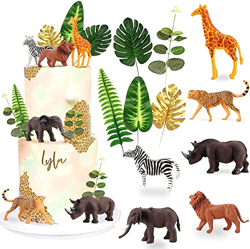 JeVenis Jungle Cake Topper Dschungel Tortendeko Safari tiere Kuchendeko Wild One Geburtstag Torten Zoo Tier Cake Topper für Kinder Geburtstag von JeVenis