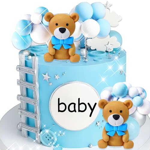 JeVenis Babyparty Kuchen Dekoration Teddybär Geburtstagstorte Deko Baby Boy Junge Kuchendekoration von JeVenis