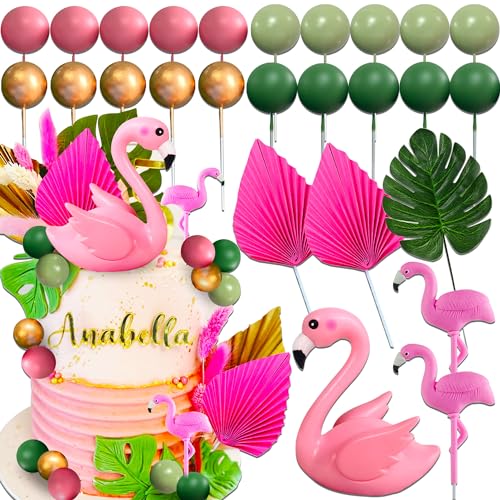 JeVenis 26 PCS tropischen Kuchen Dekorationen Flamingo Kuchen Topper Luau Kuchen Dekorationen Hawaii Kuchen Topper Strand Kuchen Topper Dekorationen für Geburtstag Baby Dusche Braut von JeVenis
