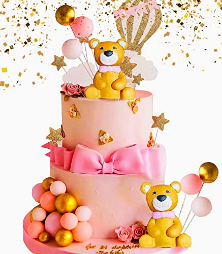 JeVenis Teddybär Kuchen Dekoration Babyparty Dekoration Teddybär Geburtstagstorte Deko Baby Mädchen Kuchendekoration von JeVenis