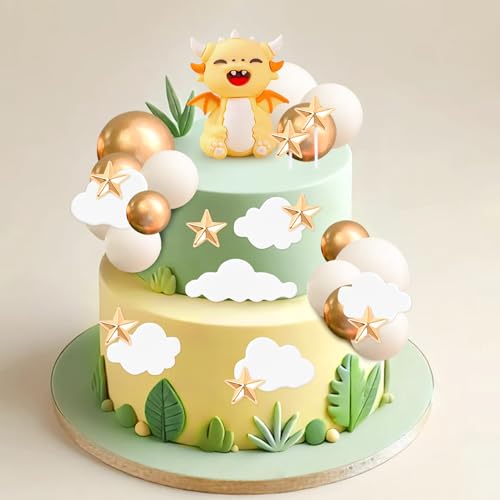 JeVenis Babydrache Kuchendekoration, kleiner Drache, Tortenaufsatz mit Kugeln, Sternen, Wolken für Babyparty, Geburtstag, Partyzubehör, Gastgeschenke JeVenis Babydrache Kuchendekoration, kleiner Drache, Tortenaufsatz mit Kugeln, Sternen, Wolken für Babyparty, Geburtstag, Partyzubehör, Gastgeschenke von JeVenis