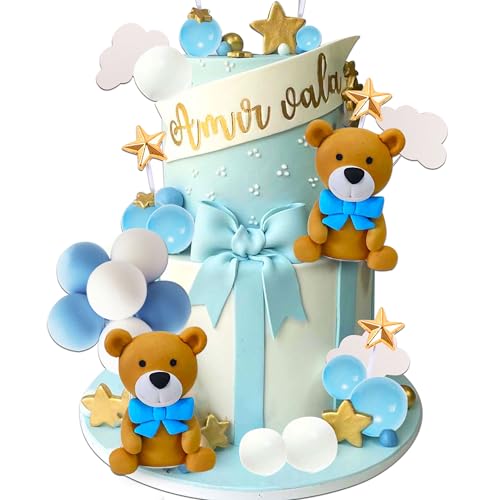 JeVenis Babyparty Dekoration Teddybär Kuchen Dekoration Teddybär Geburtstagstorte Deko Baby Boy Junge Kuchendekoration JeVenis Babyparty Dekoration Teddybär Kuchen Dekoration Teddybär Geburtstagstorte Deko Baby Boy Junge Kuchendekoration von JeVenis