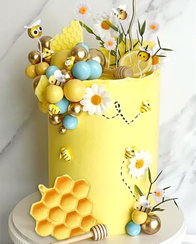 JeVenis Biene Tortendekorationen Biene Cupcake Topper Honigkamm Dekorationen Abejitas Para Decoracion Gänseblümchen Tortenaufleger für Babyshower Geburtstag Bridal Shower JeVenis Biene Tortendekorationen Biene Cupcake Topper Honigkamm Dekorationen Abejitas Para Decoracion Gänseblümchen Tortenaufleger für Babyshower Geburtstag Bridal Shower von JeVenis