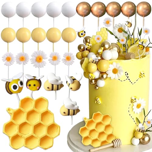 JeVenis Biene Tortendekorationen Honigkamm Dekorationen Biene Cupcake Topper Gänseblümchen Tortenaufleger Abejitas Para Decoracion für Babyshower Geburtstag Bridal Shower JeVenis Biene Tortendekorationen Honigkamm Dekorationen Biene Cupcake Topper Gänseblümchen Tortenaufleger Abejitas Para Decoracion für Babyshower Geburtstag Bridal Shower von JeVenis