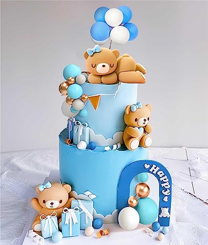 JeVenis Blau Luxus Teddybär Kuchen Dekoration Teddybär Baby Dusche Dekoration Teddybär Geburtstagstorte Dekoration Baby Dusche Kuchen Dekoration Baby Girl Kuchen Dekoration JeVenis Blau Luxus Teddybär Kuchen Dekoration Teddybär Baby Dusche Dekoration Teddybär Geburtstagstorte Dekoration Baby Dusche Kuchen Dekoration Baby Girl Kuchen Dekoration von JeVenis
