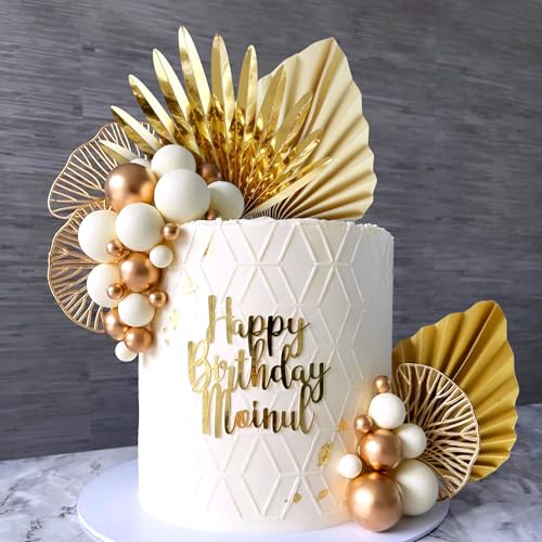 JeVenis Champagne Cake Topper Rose Tortendeko Kugeln Gold Leaves Wedding Cake Toppers for Wedding Bridal Shower Birthday Party von JeVenis