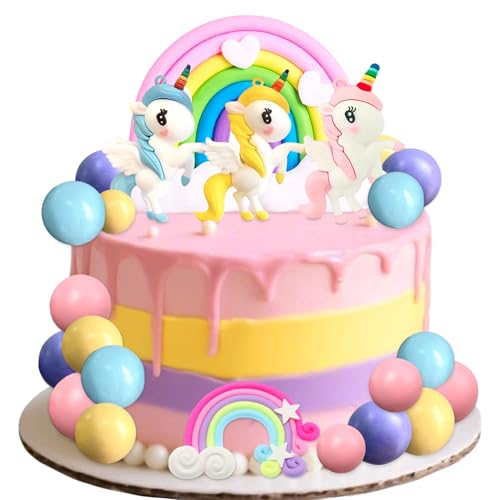 JeVenis Einhorn Regenbogen Tortendeko Einhorn Torte Deko Kuchen dekoration Mädchen Kuchendeko Tortendeko Kinder von JeVenis