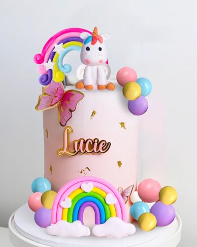 JeVenis Einhorn Tortendekoration einhorn geburtstag dekoration Regenbogen Tortenaufleger Regenbogen Einhorn Geburtstagsdekoration einhorn regenbogen tortendekoration Geburtstagstorte Topper von JeVenis