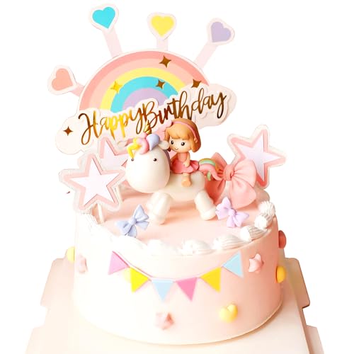 JeVenis Einhorn Tortendeko Einhorn Torten Deko Für Mädchen Einhorn Kuchen Topper Einhorn Geburtstag Decor Kinder Mädchen von JeVenis