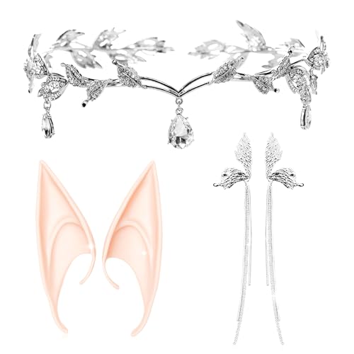 JeVenis Elfen-Kopfschmuck, Elfenohren, Elfenkrone, Tiara, Feen-Kopfschmuck, Elfenkopf, Schmuck, Fee, 3 Stück JeVenis Elfen-Kopfschmuck, Elfenohren, Elfenkrone, Tiara, Feen-Kopfschmuck, Elfenkopf, Schmuck, Fee, 3 Stück von JeVenis
