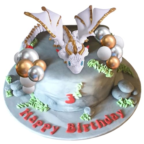 JeVenis Fantasy Dragon Cake Topper Dragon Eggs Cake Decor Gold Balls Cake Decor for Baby Shower Birthday Wedding Party Supplies von JeVenis