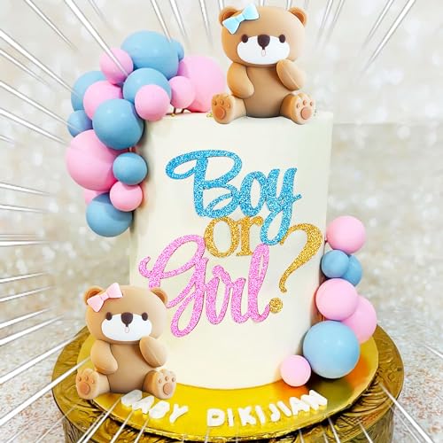 JeVenis Gender Reveal Party Deko Boy or Girl Tortendeko Babyparty Dekoration Teddybär Kuchen Dekoration Teddybär Geburtstagstorte Deko JeVenis Gender Reveal Party Deko Boy or Girl Tortendeko Babyparty Dekoration Teddybär Kuchen Dekoration Teddybär Geburtstagstorte Deko von JeVenis