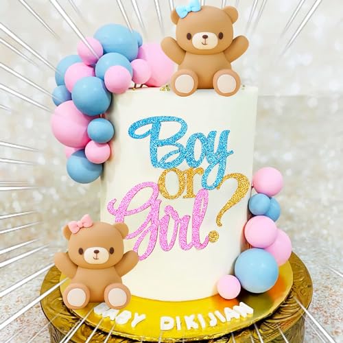 JeVenis Gender Reveal Party Deko Boy or Girl Tortendeko Babyparty Dekoration Teddybär Kuchen Dekoration Teddybär Geburtstagstorte Deko JeVenis Gender Reveal Party Deko Boy or Girl Tortendeko Babyparty Dekoration Teddybär Kuchen Dekoration Teddybär Geburtstagstorte Deko von JeVenis