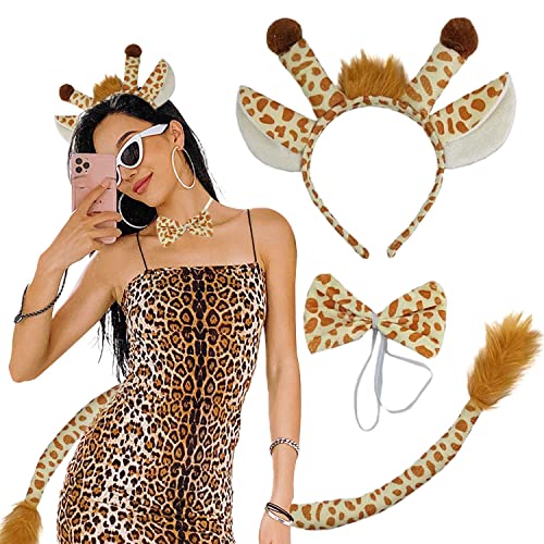 JeVenis Giraffe Kostüm Set Tier Haarreif Giraffe Haarreif Zoo Dschungel Kostüm Karneval Party Accessoire Kostüm Dschungel Party Dekoration Zubehör für Kinder Geburtstag von JeVenis