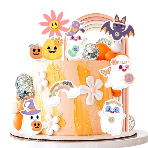 JeVenis Groovy Hippie Halloween Geburtstag Dekorationen Gruselige Kuchen Cupcake Toppers Halloween Party Dekor Boho Geist Geburtstag Dekor für Mädchen Geburtstag JeVenis Groovy Hippie Halloween Geburtstag Dekorationen Gruselige Kuchen Cupcake Toppers Halloween Party Dekor Boho Geist Geburtstag Dekor für Mädchen Geburtstag von JeVenis