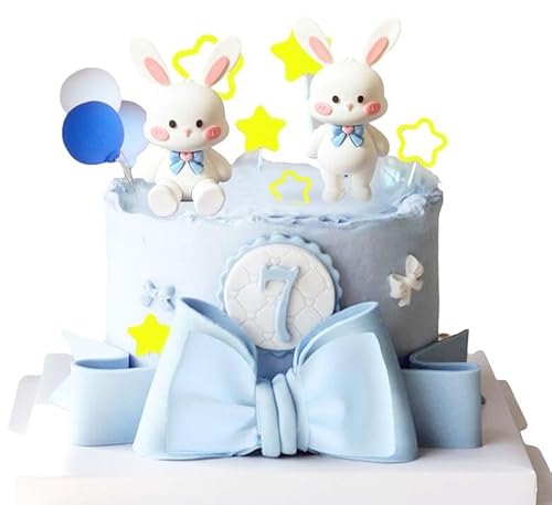 JeVenis Kaninchen Geburtstagskuchen Rabbit Geburtstagstorte Strawberry Cake Topper bunny cake topper cake decoration party supplies favors bunny birthday cake decoration cake topper von JeVenis