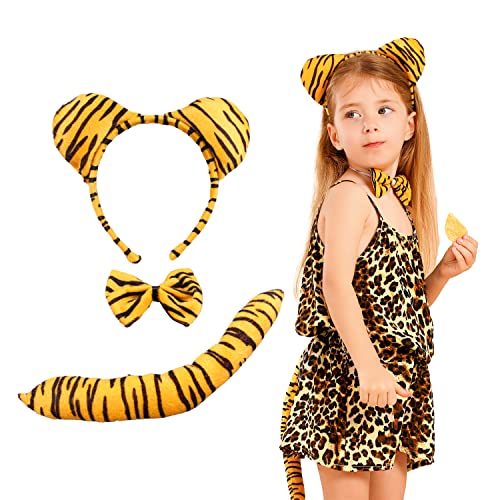 JeVenis Kinder Tiger Tierohren Kostüm Zubehör Party Tiger Haarreif Stirnband Dschungel Tiger Kostüm Party Dekoration Zubehör für Kinder Geburtstag von JeVenis