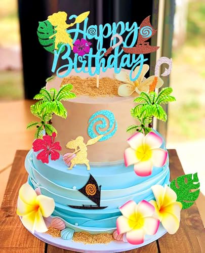 JeVenis Kuchendekoration mit hawaiianischer Blume Party-Dekoration Moana Tortenaufleger Moana Geburtstagstorte Dekor Moana Cupcake Topper für Geburtstag Baby Dusche Party Supplies JeVenis Kuchendekoration mit hawaiianischer Blume Party-Dekoration Moana Tortenaufleger Moana Geburtstagstorte Dekor Moana Cupcake Topper für Geburtstag Baby Dusche Party Supplies von JeVenis