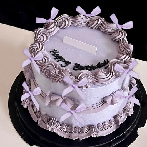 JeVenis Lila Tortendeko 12 x Schleife Kuchendekorationen Pink Bow Party Dekorationen Rosa Prinzessin Geburtstagsdeko Purple Tortendeko Rosa von JeVenis
