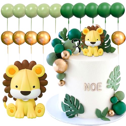 JeVenis Löwe Tortenaufleger Safari Tier Tortenaufleger Safari Tortenaufleger Löwe Geburtstag Dekorationen Wild One Kuchendekoration Safari Babyshower Kuchendekorationen von JeVenis