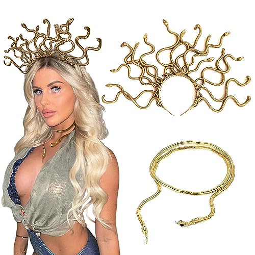 JeVenis Medusa Kopfschmuck Medusa Krone Gold Schlange Stirnband Medusa Kostüm Zubehör Göttin Kostüm Damen Halloween Weihnachten Party Kostüm JeVenis Medusa Kopfschmuck Medusa Krone Gold Schlange Stirnband Medusa Kostüm Zubehör Göttin Kostüm Damen Halloween Weihnachten Party Kostüm von JeVenis