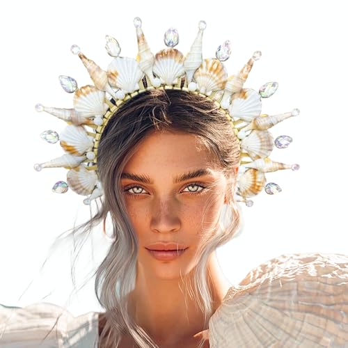 JeVenis Meerjungfrau Krone Stirnband Muschel Krone Sirene Kostüm Damen Gold Heiligenschein Kopfschmuck für Meerjungfrau Sirenen Göttin Cosplay Renaissance JeVenis Meerjungfrau Krone Stirnband Muschel Krone Sirene Kostüm Damen Gold Heiligenschein Kopfschmuck für Meerjungfrau Sirenen Göttin Cosplay Renaissance von JeVenis