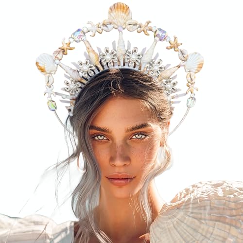 JeVenis Meerjungfrau Krone Stirnband Muschel Krone Sirene Kostüm Damen Gold Heiligenschein Krone Kopfschmuck für Meerjungfrau Sirenen Göttin Cosplay Renaissance JeVenis Meerjungfrau Krone Stirnband Muschel Krone Sirene Kostüm Damen Gold Heiligenschein Krone Kopfschmuck für Meerjungfrau Sirenen Göttin Cosplay Renaissance von JeVenis
