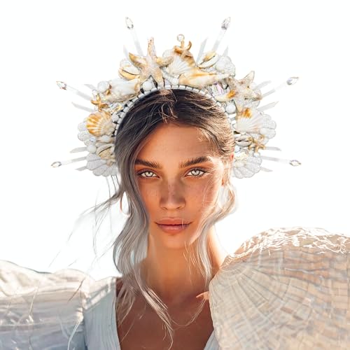 JeVenis Meerjungfrau Krone Stirnband Muschel Krone Sirene Kostüm Damen Silber Heiligenschein Krone Kopfschmuck für Meerjungfrau Sirenen Göttin Cosplay Renaissance JeVenis Meerjungfrau Krone Stirnband Muschel Krone Sirene Kostüm Damen Silber Heiligenschein Krone Kopfschmuck für Meerjungfrau Sirenen Göttin Cosplay Renaissance von JeVenis