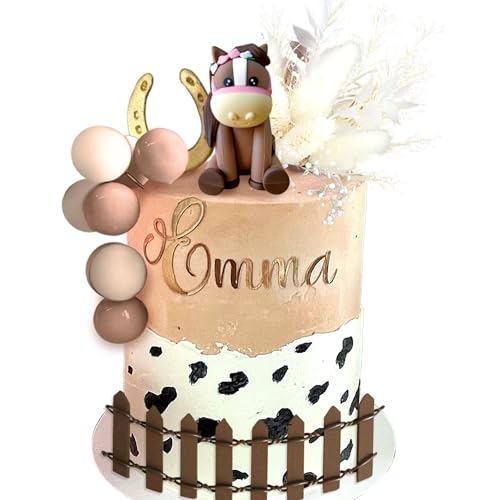JeVenis Pferd Kuchendekoration Cowgirl Kuchen Topper Mädchen Pferd Party Dekorationen Pferderennen für Western Cowgirl Geburtstag Babyparty von JeVenis