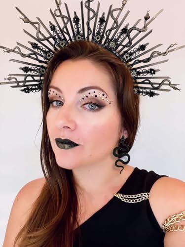 JeVenis Punk Medusa Kopfbedeckung Medusa Krone Punk Schlange Stirnband Zubehör Göttin Kostüm Frauen Halloween Weihnachten Party Kostüm JeVenis Punk Medusa Kopfbedeckung Medusa Krone Punk Schlange Stirnband Zubehör Göttin Kostüm Frauen Halloween Weihnachten Party Kostüm von JeVenis