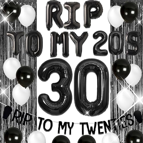 JeVenis Rip to My 20s Balloons Rip Twenties Balloons Gothic Birthday Decoration 30 Birthday Gift Death to My 20s Banner Funeral for My Youth 30th Birthday Decoration JeVenis Rip to My 20s Balloons Rip Twenties Balloons Gothic Birthday Decoration 30 Birthday Gift Death to My 20s Banner Funeral for My Youth 30th Birthday Decoration von JeVenis