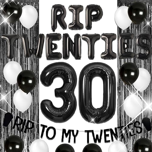 JeVenis Rip to My 20s Balloons Rip Twenties Balloons Gothic Birthday Decoration 30 Birthday Gift Death to My 20s Banner Funeral for My Youth 30th Birthday Decoration JeVenis Rip to My 20s Balloons Rip Twenties Balloons Gothic Birthday Decoration 30 Birthday Gift Death to My 20s Banner Funeral for My Youth 30th Birthday Decoration von JeVenis