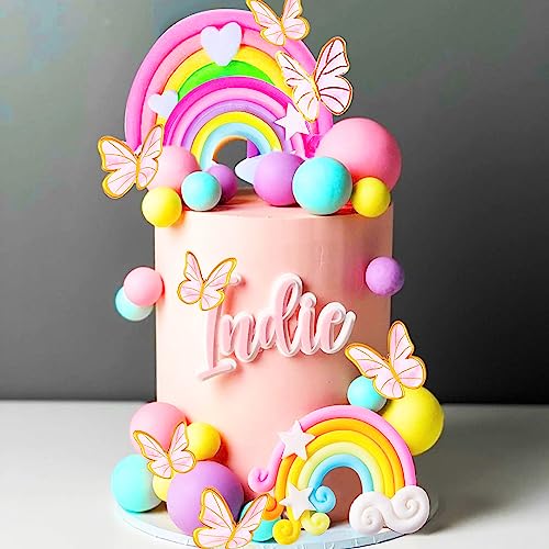 JeVenis Rosa Boho Tortendeko Regenbogen Tortendeko Kuchen Topper Kinder Geburtstag Babyparty Hochzeit Cupcake Topper von JeVenis