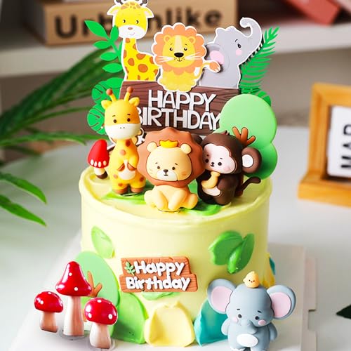 JeVenis Sage Green Tortendeko Tiere Kuchendeko Dschungel Geburtstag Deko Dschungel Themed Tortendeko für Geburtstag Party Kinder Mädchen JeVenis Sage Green Tortendeko Tiere Kuchendeko Dschungel Geburtstag Deko Dschungel Themed Tortendeko für Geburtstag Party Kinder Mädchen von JeVenis