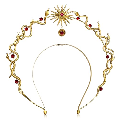 JeVenis Schlange Sonne Göttin Haar Reifen Party Dekoration Schlange Stirnband Schlange Ohrringe Medusa Kopfbedeckung Medusa Krone Kostüm Frauen Party Kostüm Medusa Kostüm Zubehör von JeVenis
