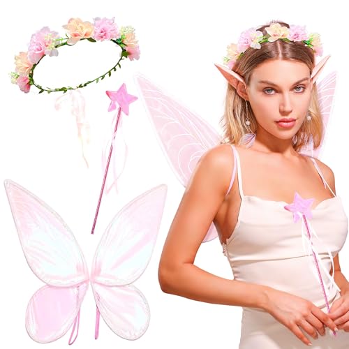 JeVenis Schmetterlingsflügel Feenflügel Kinder Feen Schmetterlingsflügel Kostüm Fee Party Deko Madchen Fee Kostüm Party Cosplay Kostüm (Rosa) von JeVenis