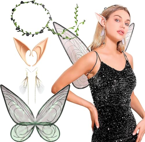 JeVenis Schwarz Schmetterlingsflügel Feenflügel Damen Feen Schmetterlingsflügel Kostüm Fee Party Deko Madchen Fee Kostüm Party Cosplay Kostüm Feen Kostüm Damen von JeVenis