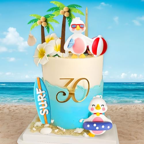 JeVenis Strand Kuchen Dekorationen Sommer Surfbrett Kuchen Topper Pool Party Kuchen Topper Luau Kuchen Dekoration Hawaii Kuchen Dekorationen für Sommer Dekoration von JeVenis