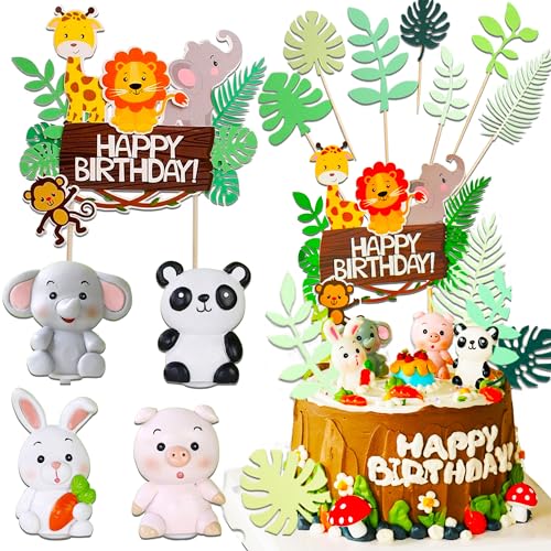 JeVenis Tiere Geburtstag Kuchendeko - Giraffe Löwen Affe Figuren Torten Deko Waldtiere Tortenfigur Dschungel Themed Tortendeko für Party Kinder Mädchen JeVenis Tiere Geburtstag Kuchendeko - Giraffe Löwen Affe Figuren Torten Deko Waldtiere Tortenfigur Dschungel Themed Tortendeko für Party Kinder Mädchen von JeVenis