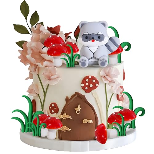 JeVenis Waschbär Tortenaufleger Waldtier Pilz Geburtstag Dekoration Waldtier Geburtstagskuchen Dekoration Wildtierfiguren für Party Diorama Zubehör JeVenis Waschbär Tortenaufleger Waldtier Pilz Geburtstag Dekoration Waldtier Geburtstagskuchen Dekoration Wildtierfiguren für Party Diorama Zubehör von JeVenis