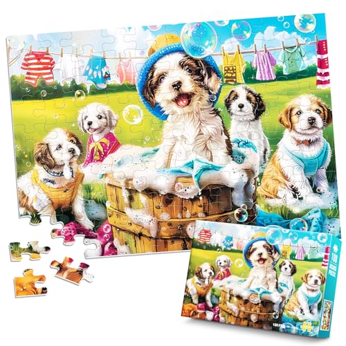 100-teiliges Puzzle für Kinder von 4 bis 6 bis 8 bis 8 Jahren, Welpen und Blasen, 100 Teile für Kinder, Lernspielzeug für Jungen und Mädchen 100-teiliges Puzzle für Kinder von 4 bis 6 bis 8 bis 8 Jahren, Welpen und Blasen, 100 Teile für Kinder, Lernspielzeug für Jungen und Mädchen von Jeacirio