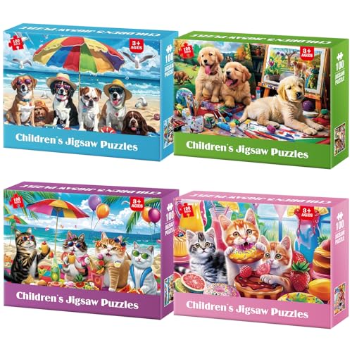 Jeacirio - 100-teiliges Puzzle für Kinder von 4 bis 6 Jahren, Partypuzzle mit Katzen und Hunden, niedliche Puzzles für Kinder von 8 bis 10 Jahren, pädagogisches Puzzle für 5-8 Jahre Jeacirio - 100-teiliges Puzzle für Kinder von 4 bis 6 Jahren, Partypuzzle mit Katzen und Hunden, niedliche Puzzles für Kinder von 8 bis 10 Jahren, pädagogisches Puzzle für 5-8 Jahre von Jeacirio