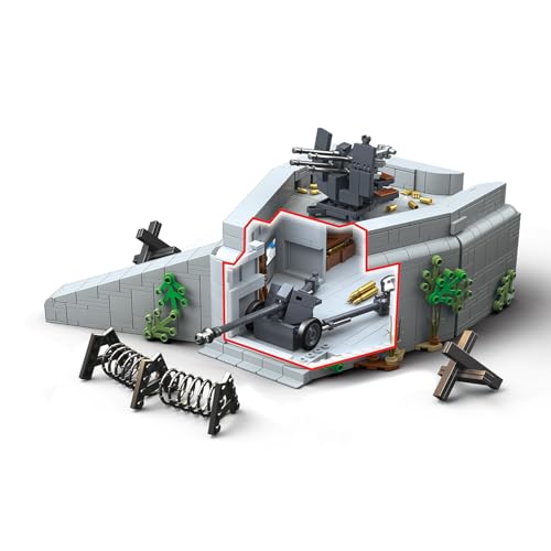 Jeamoc Militär Deutschland Festung WW2 Haus Bausteine Bauset für Atlantikwall, WW2 Gebäude Militär Haus Militär Basis Bausteine Bauset, 1232 Teile, Kompatibel mit Lego von Jeamoc