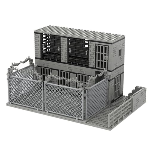 Jeamoc Militär Gefängnis WW2 Haus Bausteine Bauset, WW2 Gebäude Militär Basis Militär Gebäude Bausteine Bauset, 300+ Teile, Kompatibel mit Lego von Jeamoc