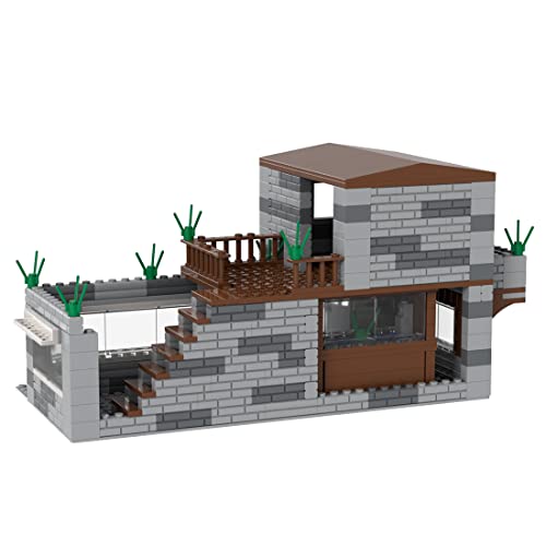 Jeamoc Militär Haus WW2 Haus Bausteine Bauset, WW2 Gebäude Militär Basis Militär Gebäude Bausteine Bauset, 420 Teile, Kompatibel mit Lego von Jeamoc