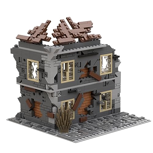 Jeamoc Militär Ruine WW2 Ruine Haus Bausteine Bauset, WW2 Ruine Gebäude Militär Haus Bausteine Bauset, 400 Teile, Kompatibel mit Lego von Jeamoc