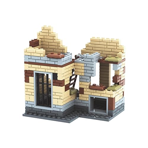 Jeamoc Militär Ruine WW2 Ruine Haus Bausteine Bauset, WW2 Ruine Gebäude Militär Haus Bausteine Bauset, Kompatibel mit Lego von Jeamoc
